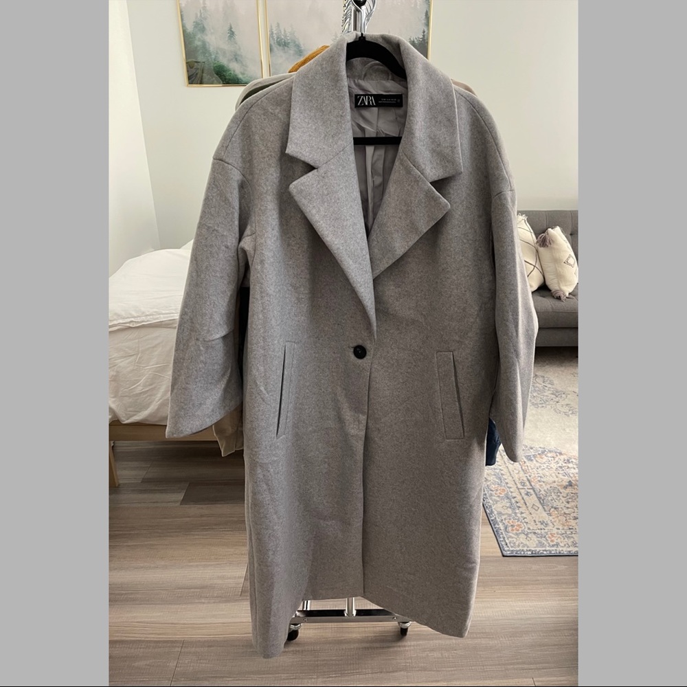 Zara Oversized Coat Light Gray NWOT
